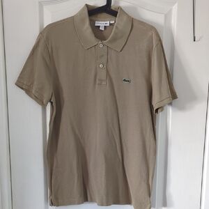 Lacoste Men's Khaki Polo with Green Croc Logo